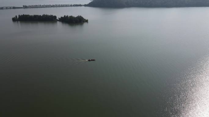 武汉东湖磨山景区落雁岛游船航拍29