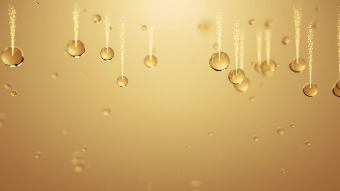 金色水分子化妆品广告素材 三维广告动画