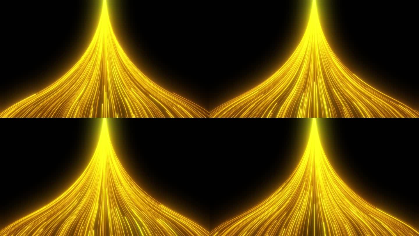 金色粒子线条光线汇聚传输
