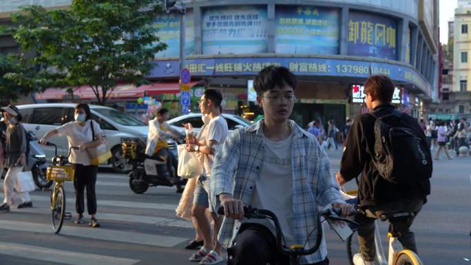 北京路最新商业街人流 脚步特写