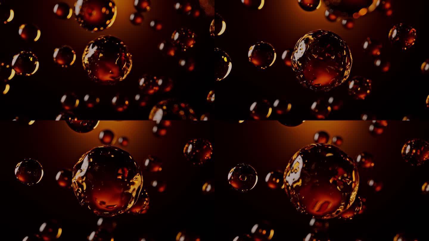 金色水分子化妆品广告素材C4D动画
