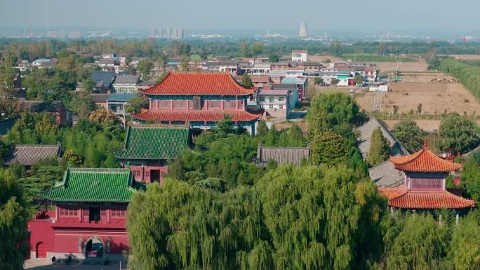 航拍洛阳市孟津龙马负图寺