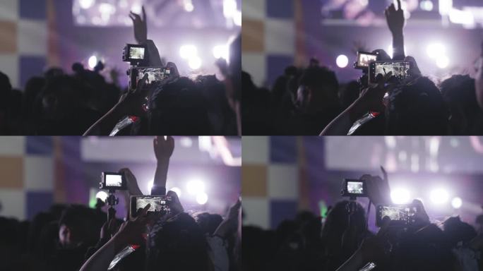 演唱会音乐节现场舞台下歌迷观众手机录视频