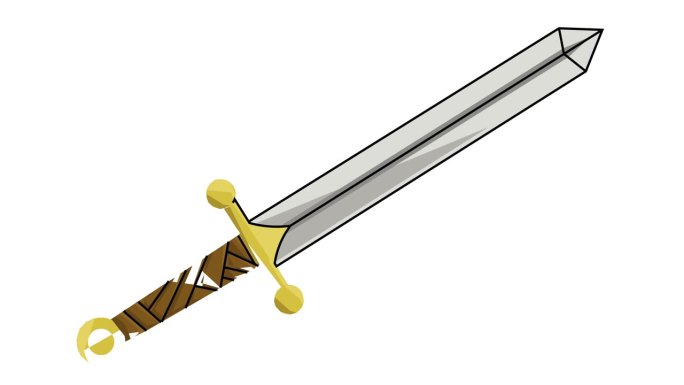 在白色背景上形成一把剑的动画视频