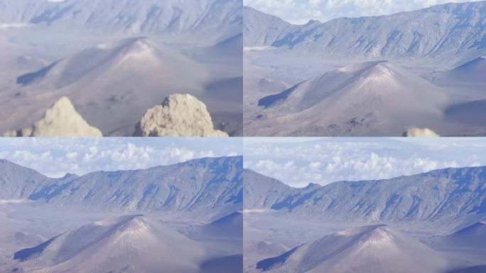 夏威夷毛伊岛哈雷阿卡拉山顶火山渣锥火山口的电影急速上升镜头。30fps的4K HDR
