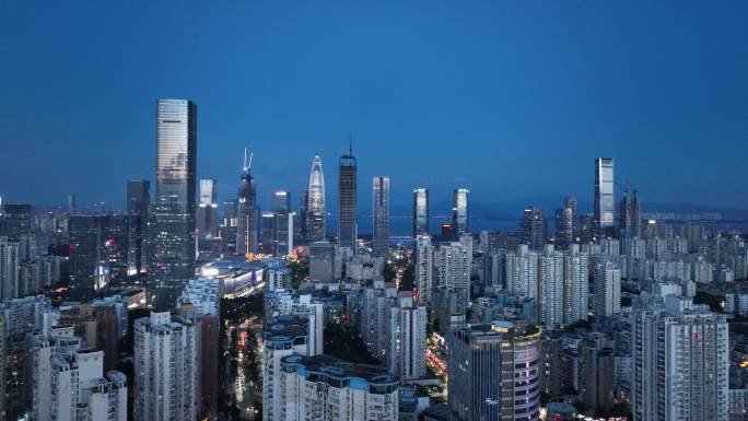 海岸城夜景后海街道建筑群夜景大景