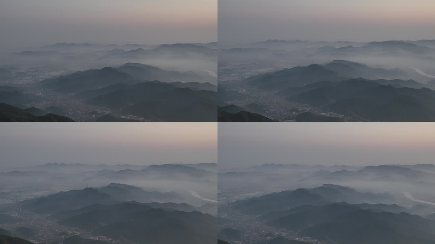江南早晨群山云雾水墨自然画卷山脉