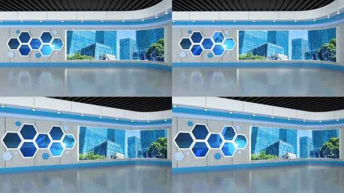 【原创】蓝色虚拟演播室演播厅