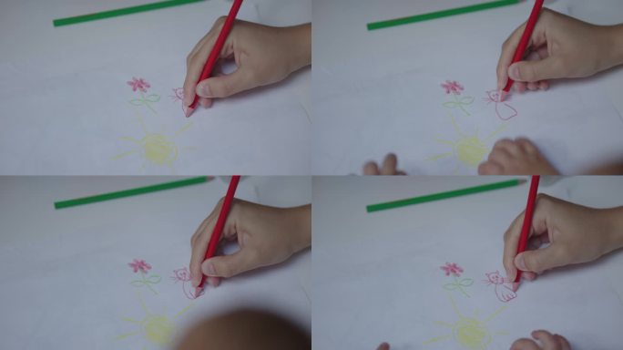女手绘彩色铅笔教学画宝宝幼儿一起车