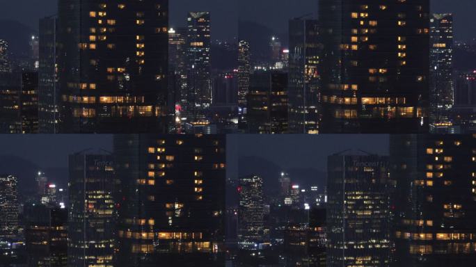 中洲大厦和腾讯大厦长焦夜景