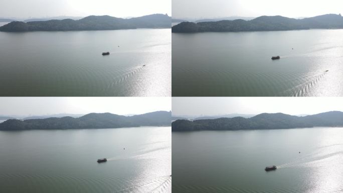 武汉东湖磨山景区落雁岛游船航拍38