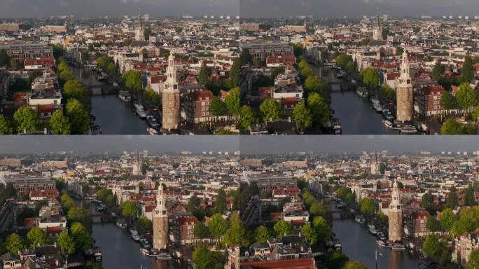荷兰阿姆斯特丹城市风光航拍城市建设城市发