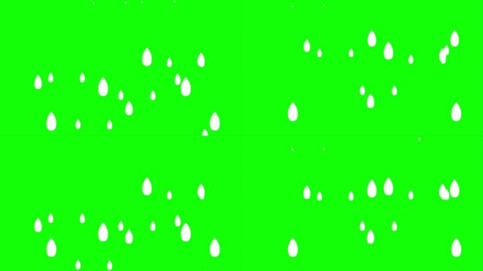 暴雨卡通动画绿屏，降雨库存视频剪辑在4K，适合创意项目