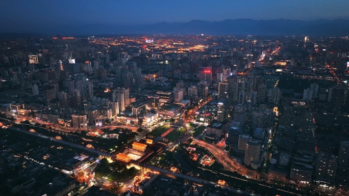 西安永宁门南门城墙城市夜景大景