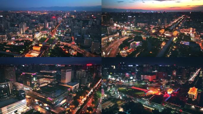 西安永宁门南门城墙城市夜景大景