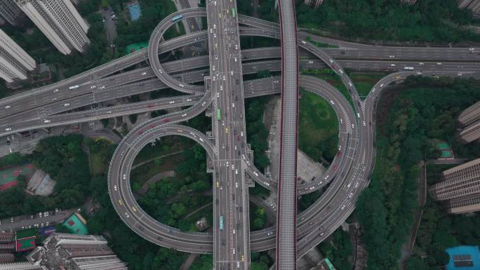 4k 无人机航拍 俯瞰重庆高架立交桥