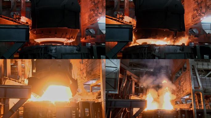 冶炼工厂炼钢铸造炼钢炉倾倒材料