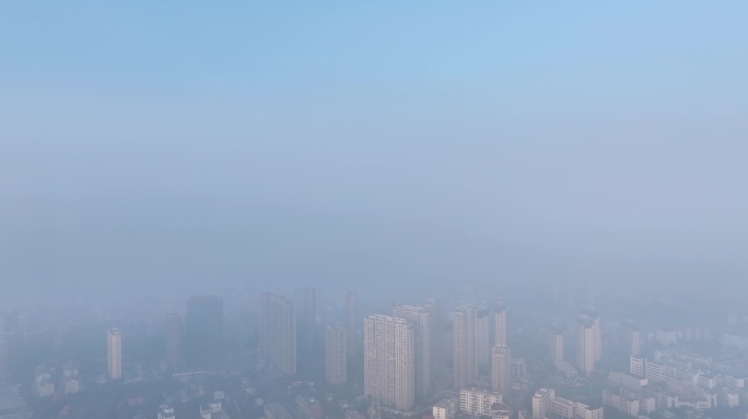 城市雾霾天气航拍