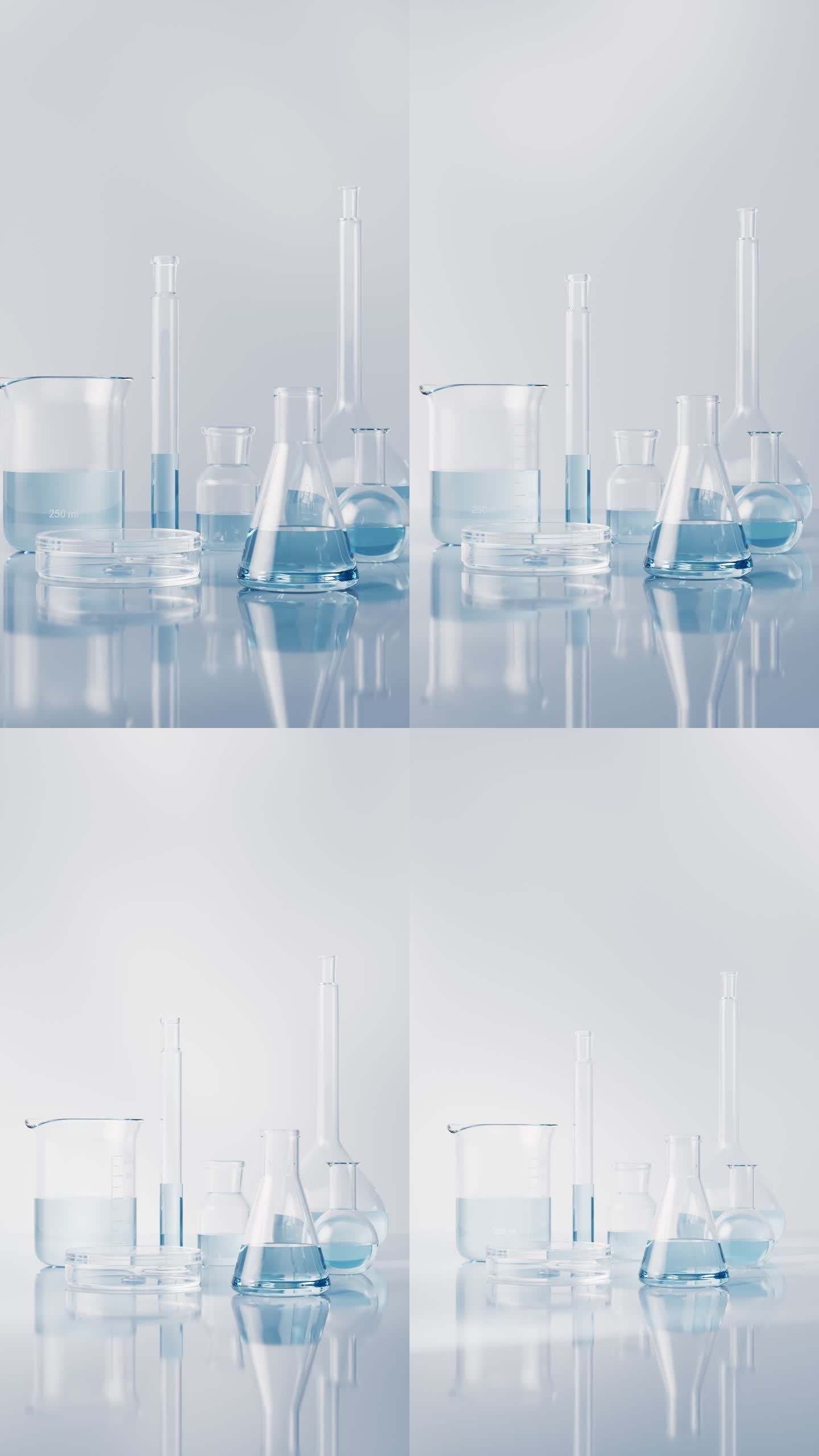 实验室的玻璃化学器皿3D渲染