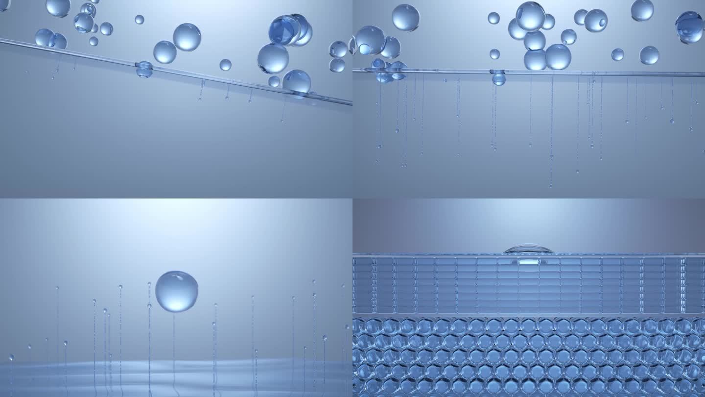 蓝色水分子细胞化妆品动画广告素材三维动画
