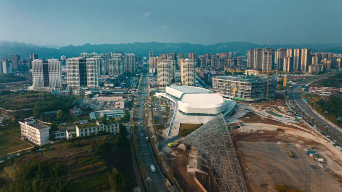 高县体育场延时车流延时航拍延时大范围延时