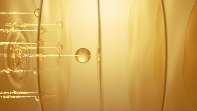 金色水分子穿透 粒子跟随 化妆品广告动画