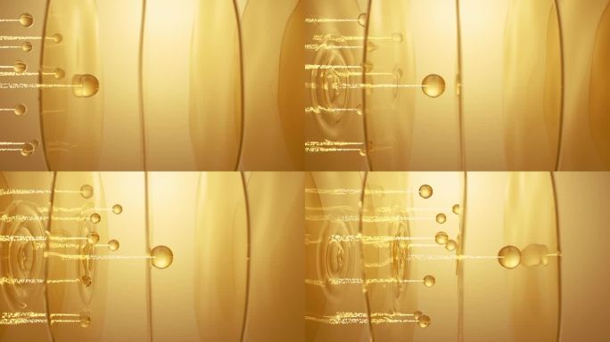 金色水分子穿透 粒子跟随 化妆品广告动画