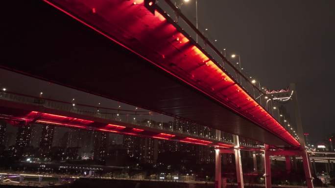 重庆鹅公岩大桥夜景航拍