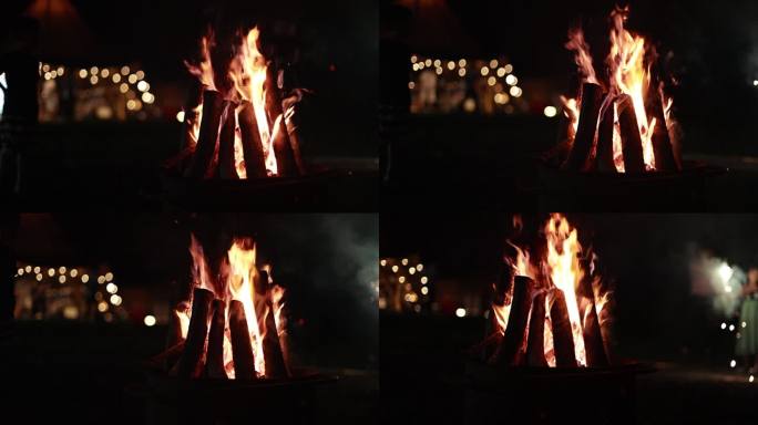 篝火晚会氛围感聚餐聚会团建唱歌跳舞火焰