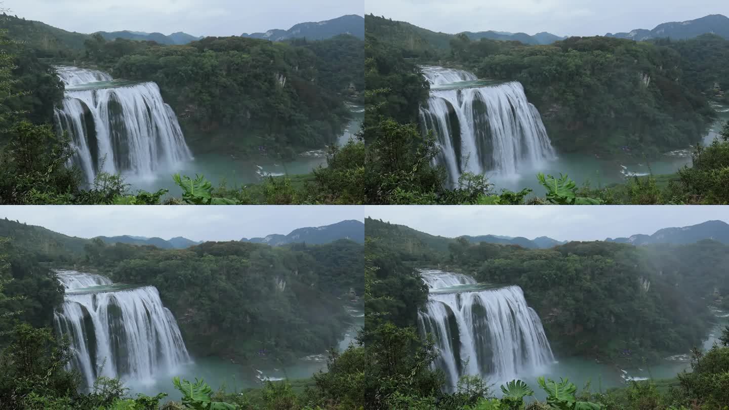 黄果树瀑布大瀑布半山慢动作镜头