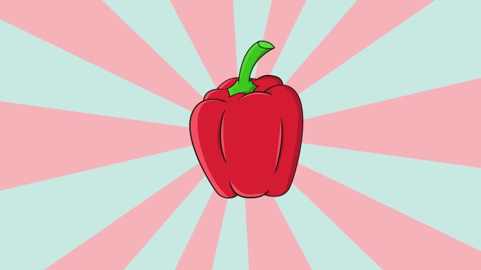 动画的红辣椒图标与旋转的背景