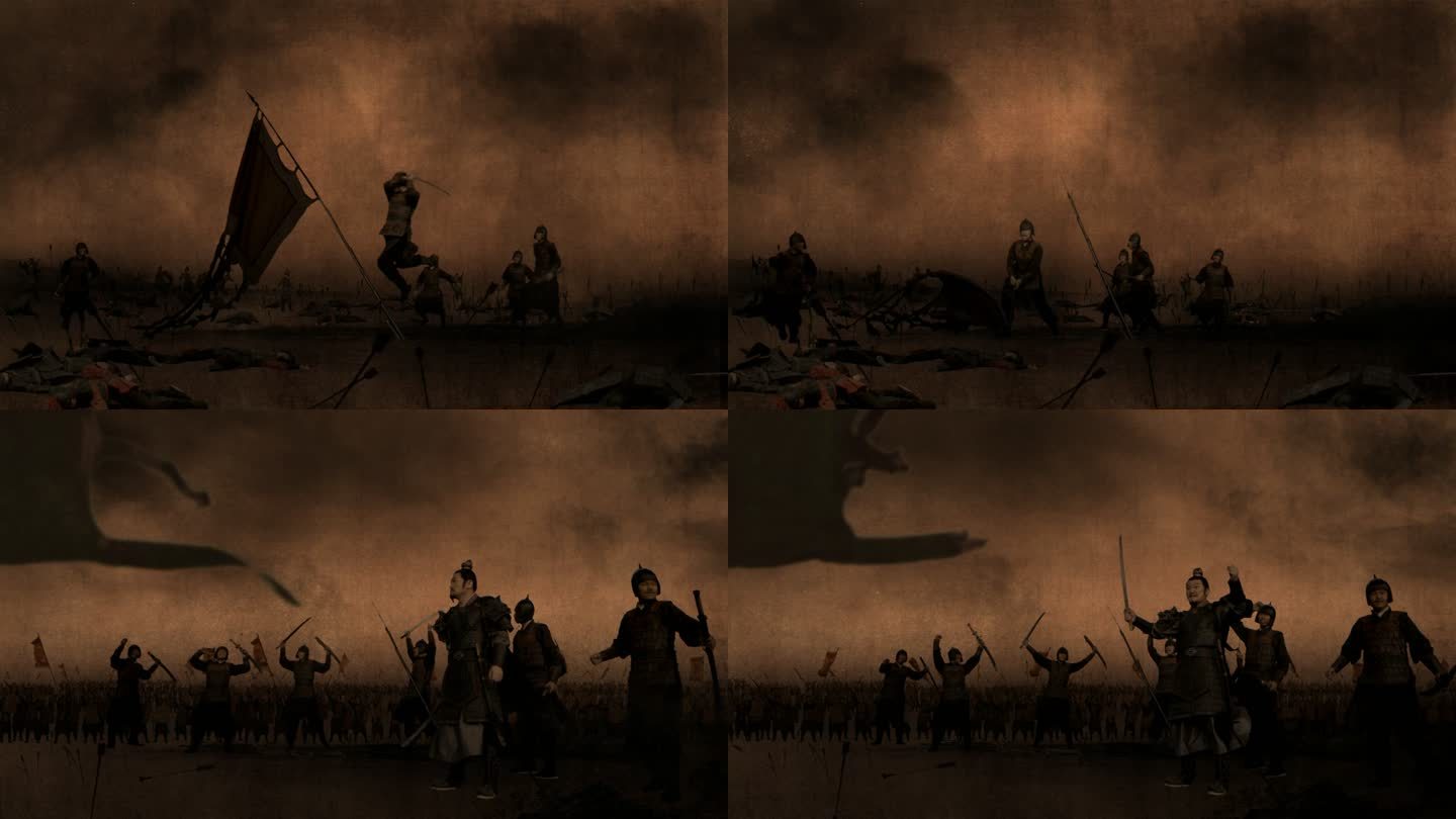 古代边疆战士战场胜利欢呼 动画视频