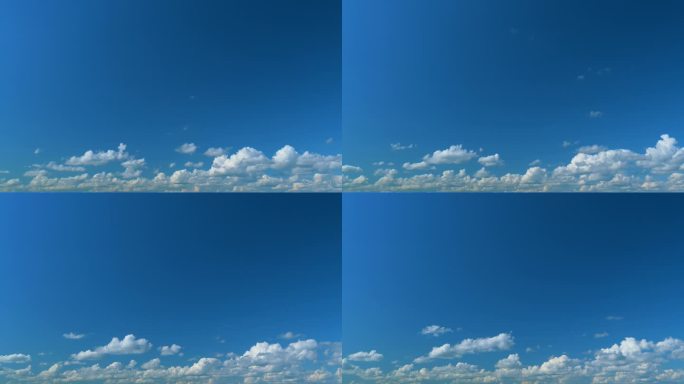 美丽的蓝天白云。美丽的白色积云在蓝天与阳光。间隔拍摄。