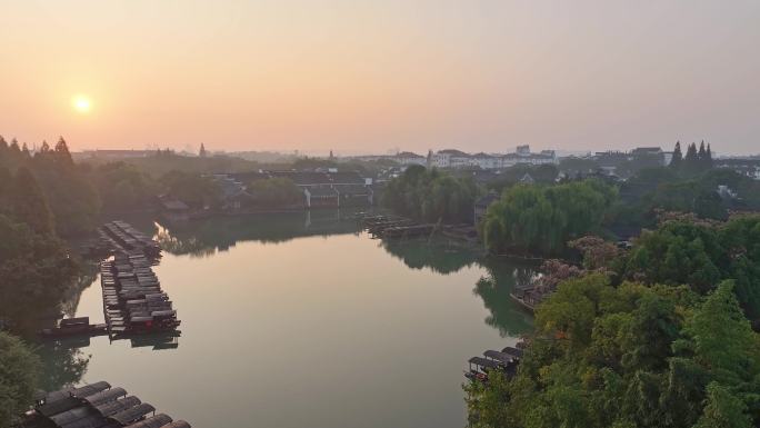 乌镇 江南水乡 古镇日出 秋天 风景区