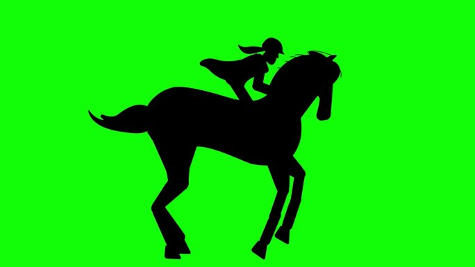 乔奇动画的剪影在绿色的屏幕上。4K(骑马)