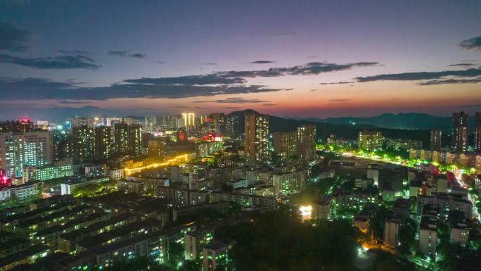 湖南郴州夜景航拍延时4K