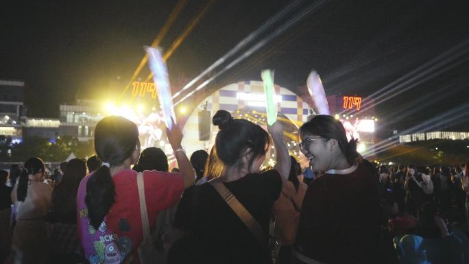 音乐节演唱会演出现场歌迷观众挥舞荧光
