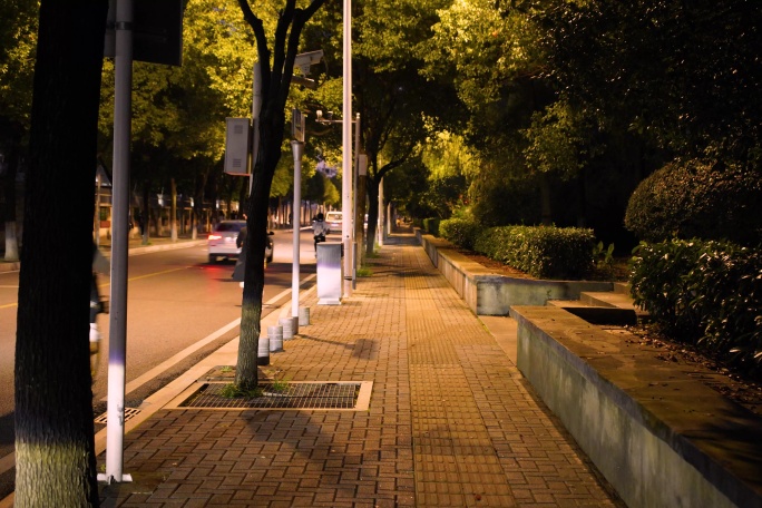 街道夜景大范围延时摄影