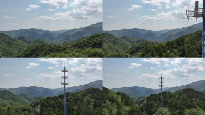 航拍北京山中信号塔
