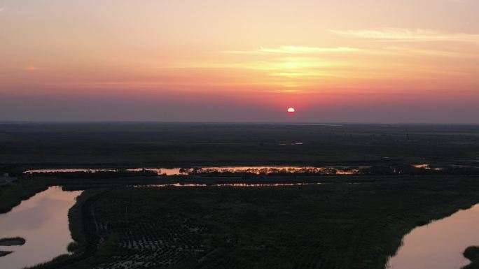 黄河湿地日落