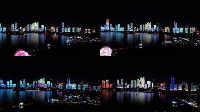 青岛城市夜景航拍