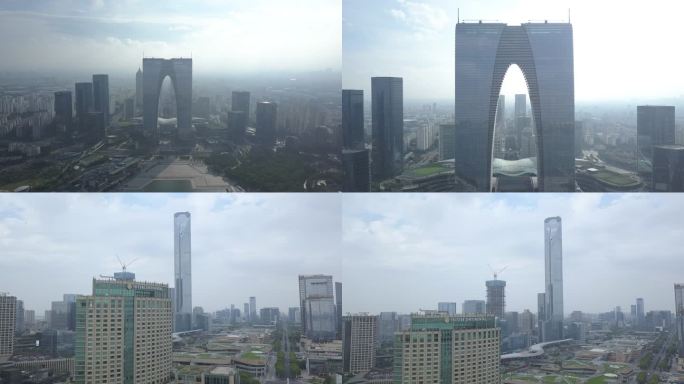 苏州航拍 苏州地标建筑 东方之门