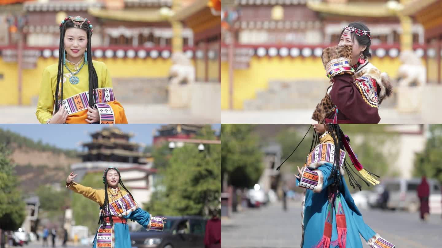 藏族少女 微笑 舞蹈