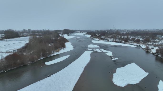 黑河雪景 甘肃张掖