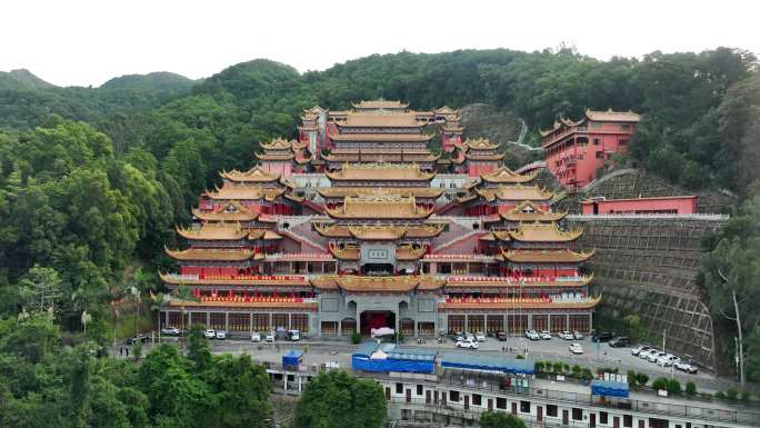 东莞大岭山观音山寺庙片头4k航拍