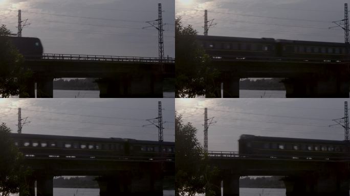 绿皮火车过桥