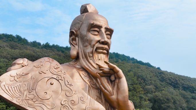 茅山老子雕像航拍道教文化
