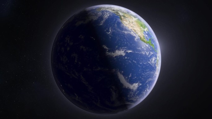 行星地球多云360度旋转从太空日夜循环4K