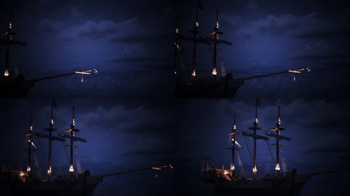 夜晚海盗船