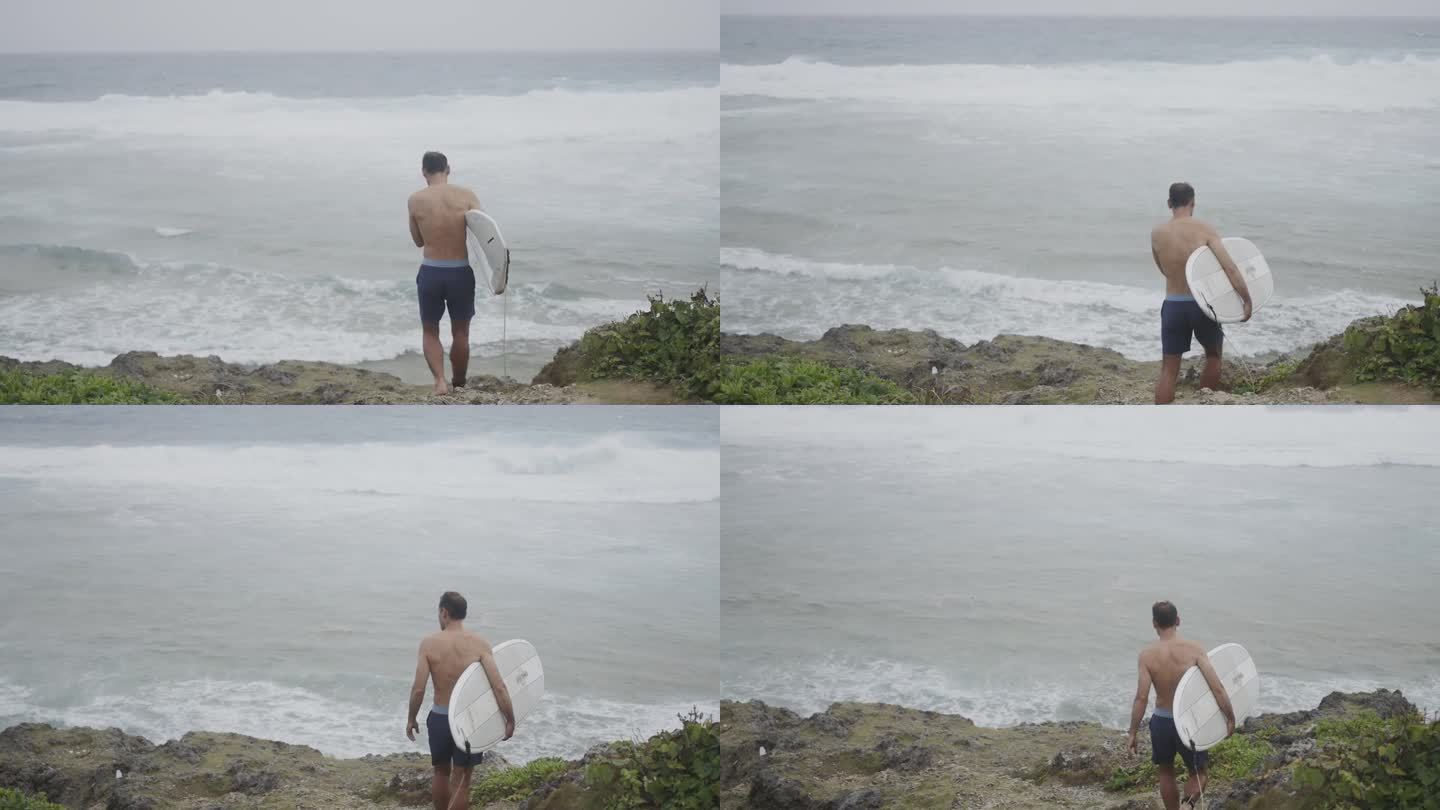 中年男子在冲绳冲浪
